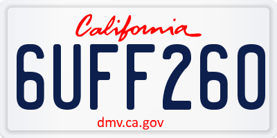 CA license plate 6UFF260
