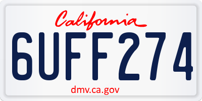 CA license plate 6UFF274