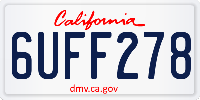 CA license plate 6UFF278
