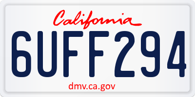 CA license plate 6UFF294