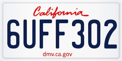 CA license plate 6UFF302