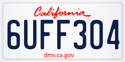 CA license plate 6UFF304