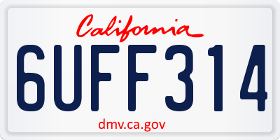 CA license plate 6UFF314