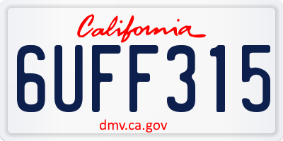 CA license plate 6UFF315