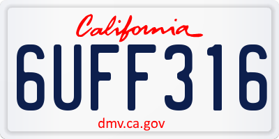 CA license plate 6UFF316