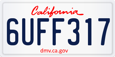 CA license plate 6UFF317