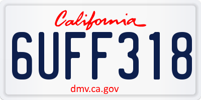 CA license plate 6UFF318