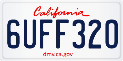 CA license plate 6UFF320