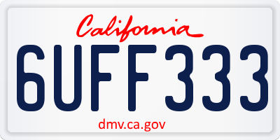 CA license plate 6UFF333