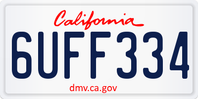 CA license plate 6UFF334
