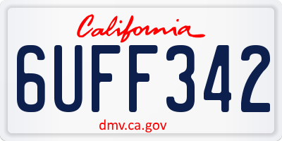 CA license plate 6UFF342