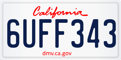 CA license plate 6UFF343