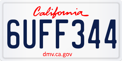 CA license plate 6UFF344