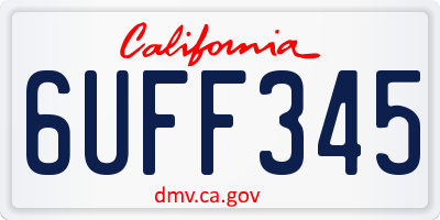 CA license plate 6UFF345