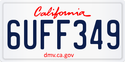 CA license plate 6UFF349