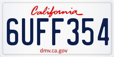 CA license plate 6UFF354