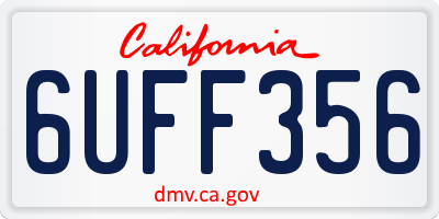 CA license plate 6UFF356