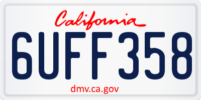 CA license plate 6UFF358