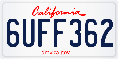 CA license plate 6UFF362