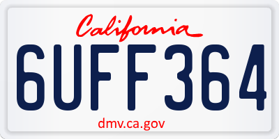 CA license plate 6UFF364