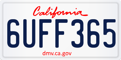CA license plate 6UFF365