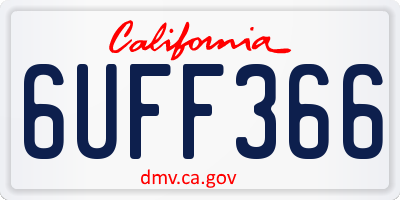 CA license plate 6UFF366