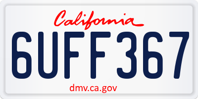 CA license plate 6UFF367
