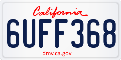 CA license plate 6UFF368