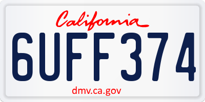 CA license plate 6UFF374
