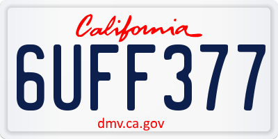 CA license plate 6UFF377
