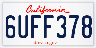 CA license plate 6UFF378