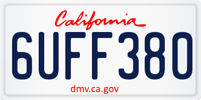 CA license plate 6UFF380