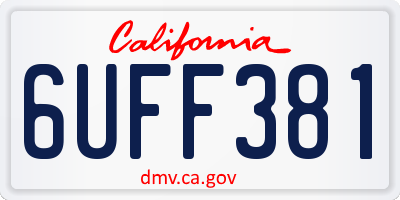 CA license plate 6UFF381
