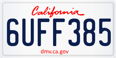 CA license plate 6UFF385