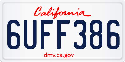 CA license plate 6UFF386