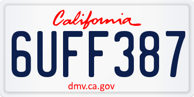 CA license plate 6UFF387