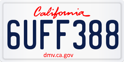CA license plate 6UFF388