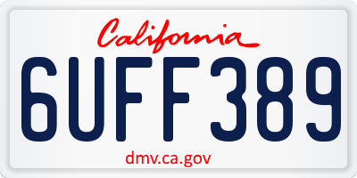 CA license plate 6UFF389