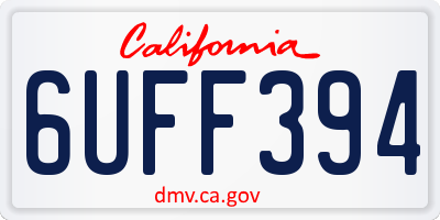 CA license plate 6UFF394