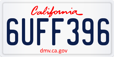 CA license plate 6UFF396