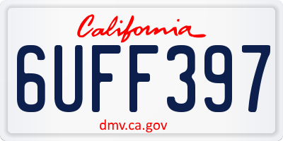CA license plate 6UFF397