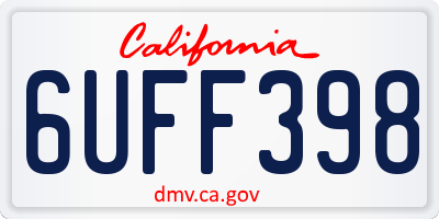 CA license plate 6UFF398
