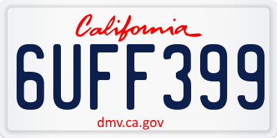 CA license plate 6UFF399