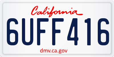 CA license plate 6UFF416