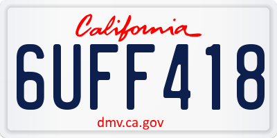CA license plate 6UFF418