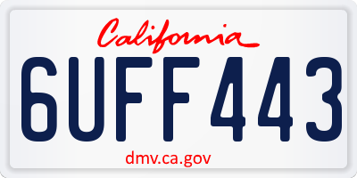 CA license plate 6UFF443