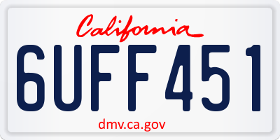 CA license plate 6UFF451