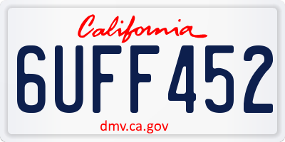 CA license plate 6UFF452