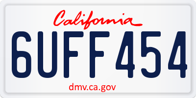 CA license plate 6UFF454
