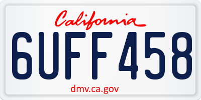 CA license plate 6UFF458